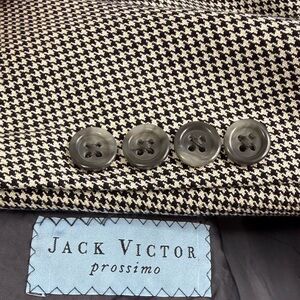 Jack Victor Sport Coat Mens 42R Gray  Houndstooth Silk Wool Cashmere Prossimo